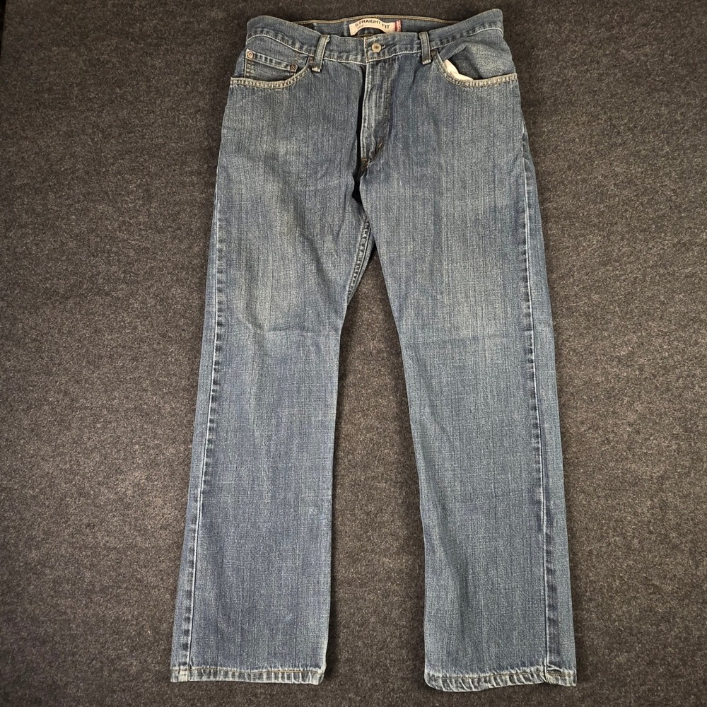 Levi Strauss Mens 505 Blue Denim Jeans Straight Fit Light Wash Zip Fly 34x29
